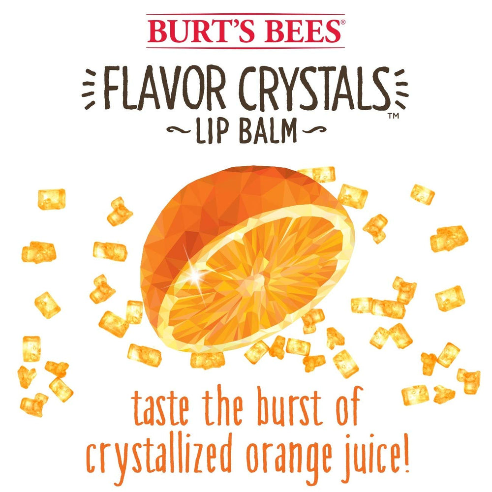 Burt's Bees Flavor Crystals lip balm swatch highlights texture and color.