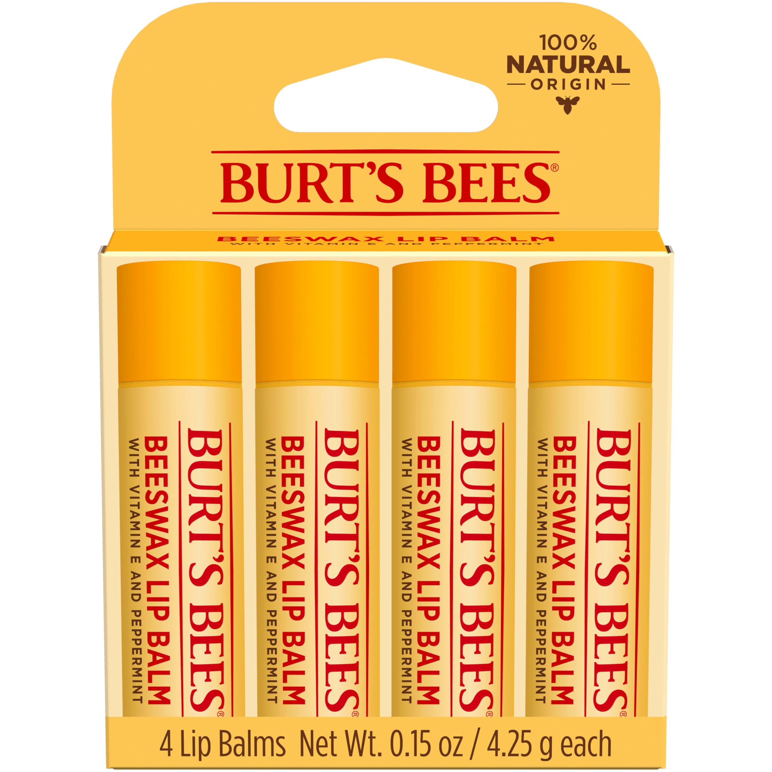 Burt's Bees front tube showing label and compact design for easy carry
