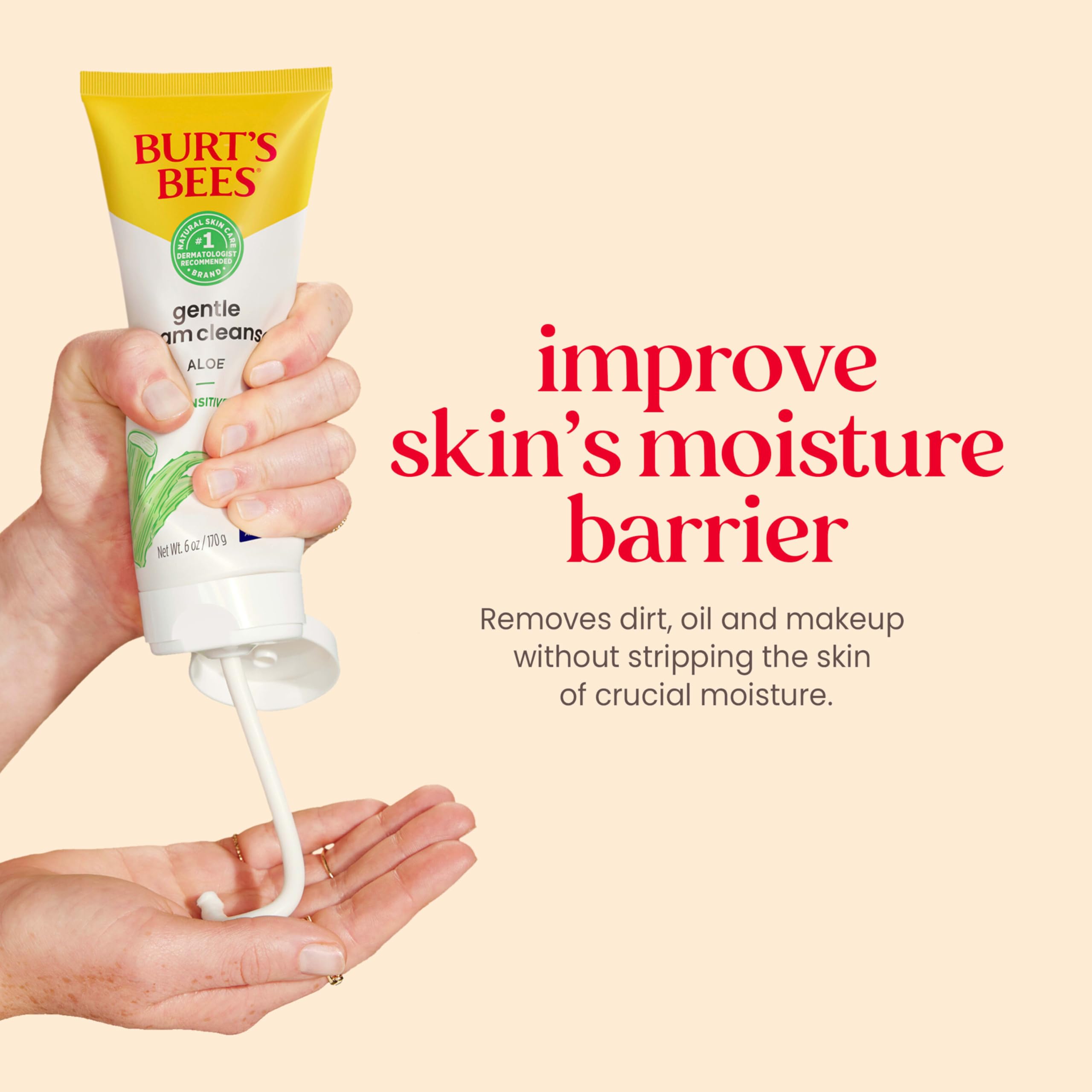 National Eczema Association seal shown with Burt's Bees cleanser for sensitive-skin use