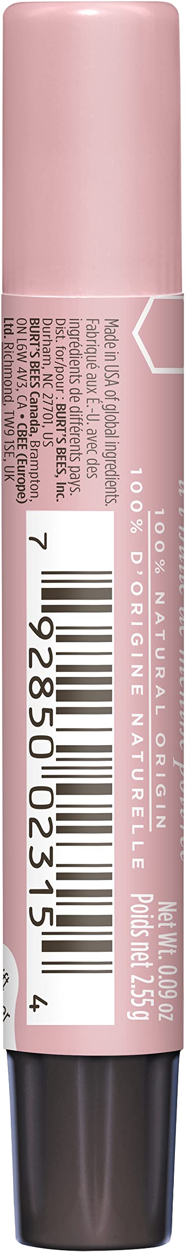 Burt's Bees Lip Shimmer Grapefruit on lips provides natural color and soothing moisture.
