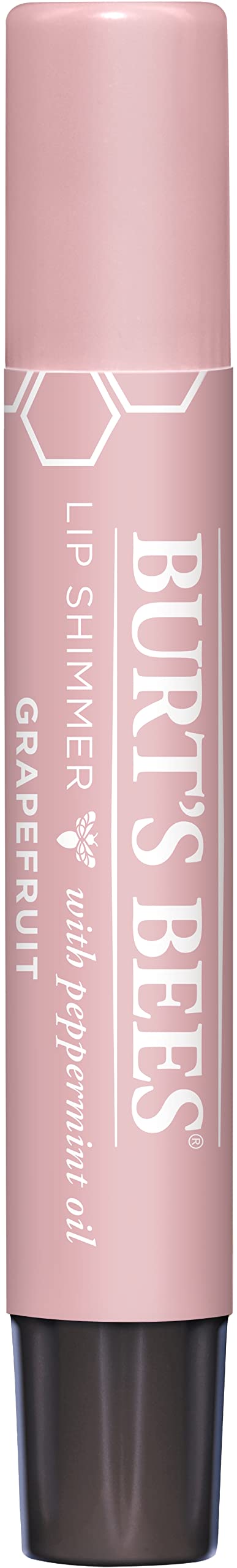 Burt's Bees Grapefruit Lip Shimmer swatch showing peachy shade and subtle shine for day wear.