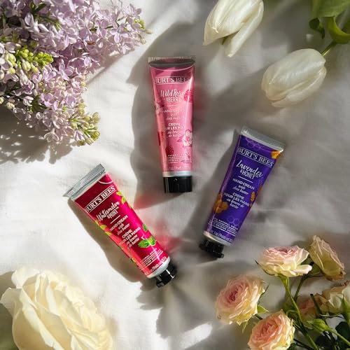 Burt's Bees Wild Rose Berry hand cream tube offering nourishing moisture and floral aroma.