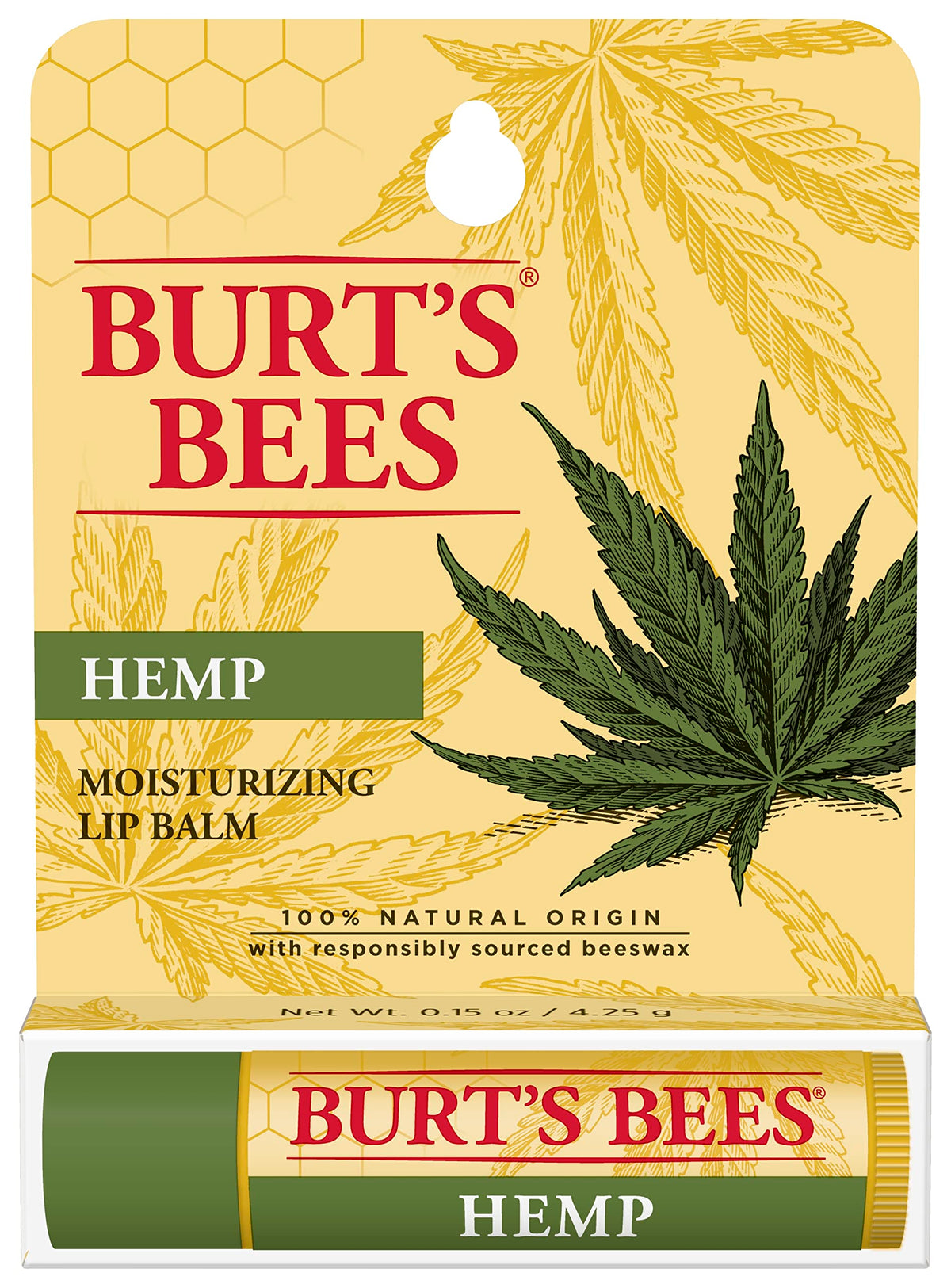 Burts Bees Hemp Lip Balm application shows quick lip hydration on dry lips.
