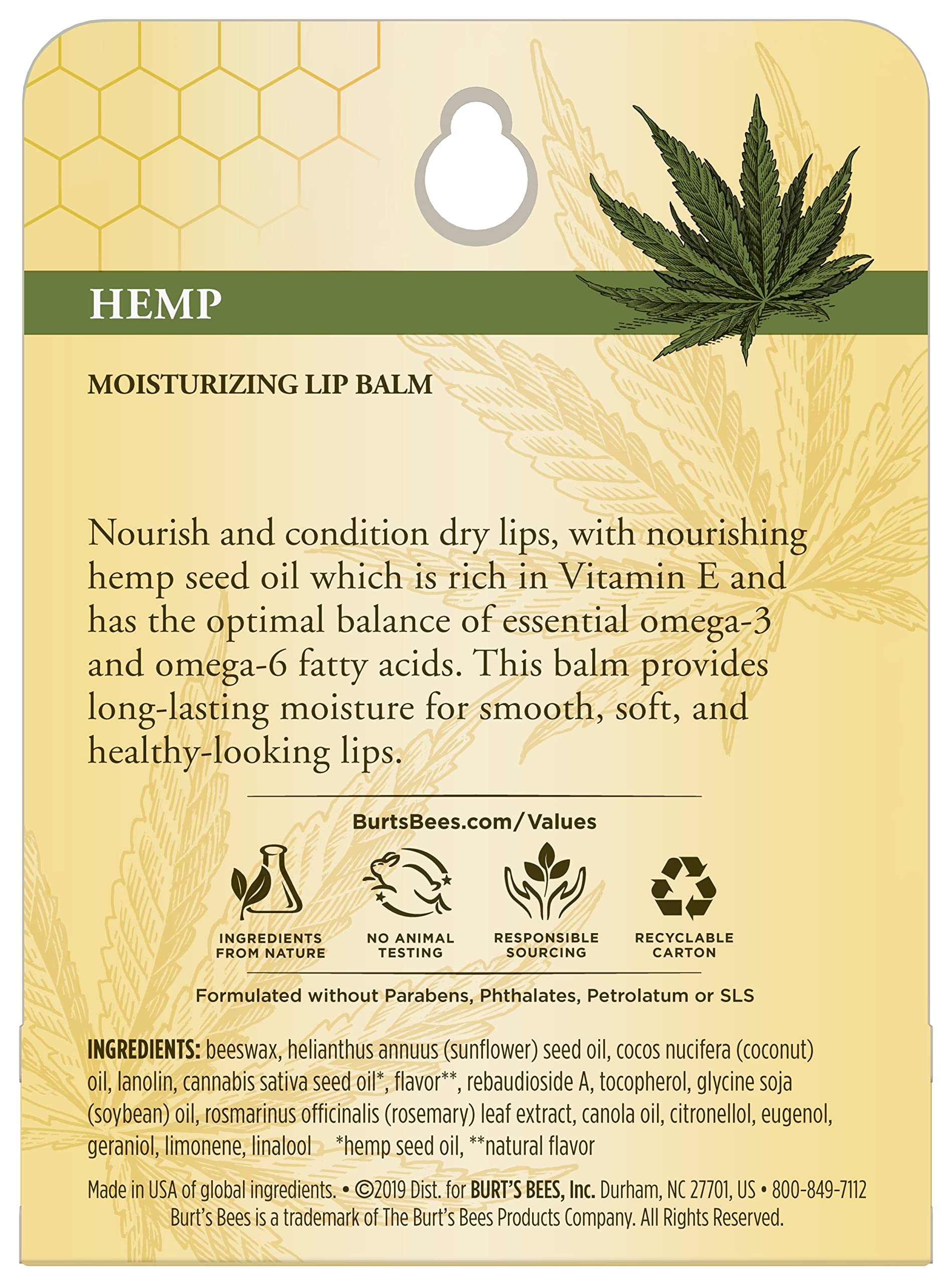Burts Bees Hemp Lip Balm soft-texture close-up highlights silky feel.