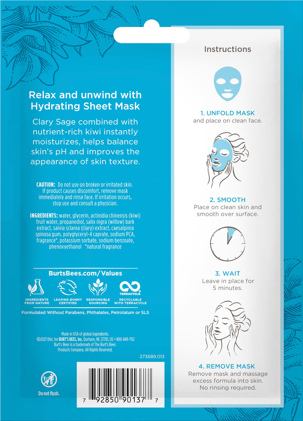 Burt's Bees Hydrating Face Mask 6-count packaging signals convenient routine use.