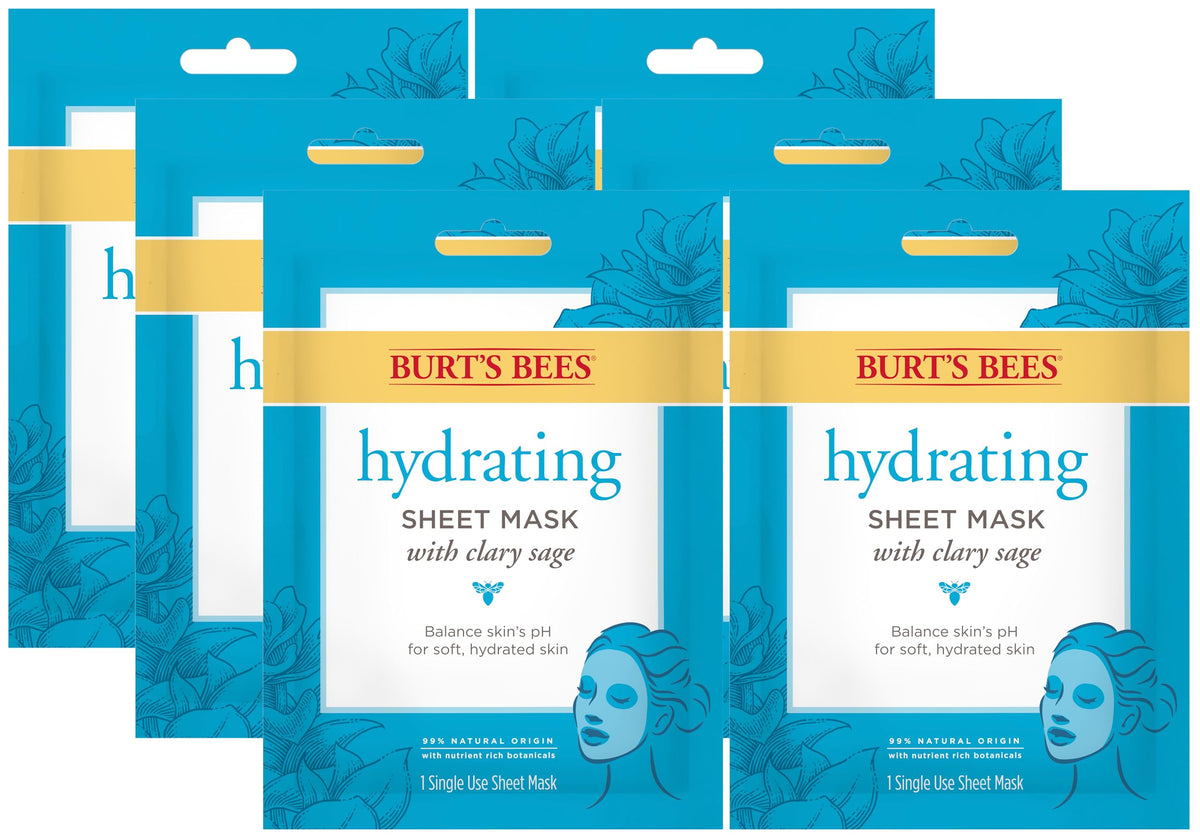 Burt's Bees Hydrating Face Mask packaging with Clary Sage promotes natural hydration.