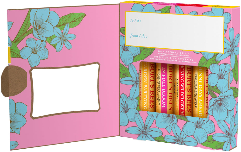 Burt's Bees natural origin packaging highlights clean ingredients for lips