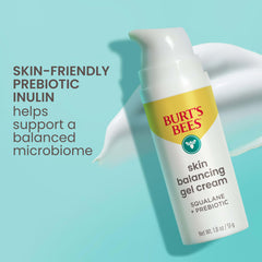 Burt's Bees gel cream ingredients shot emphasizes squalane and inulin for balanced skin.