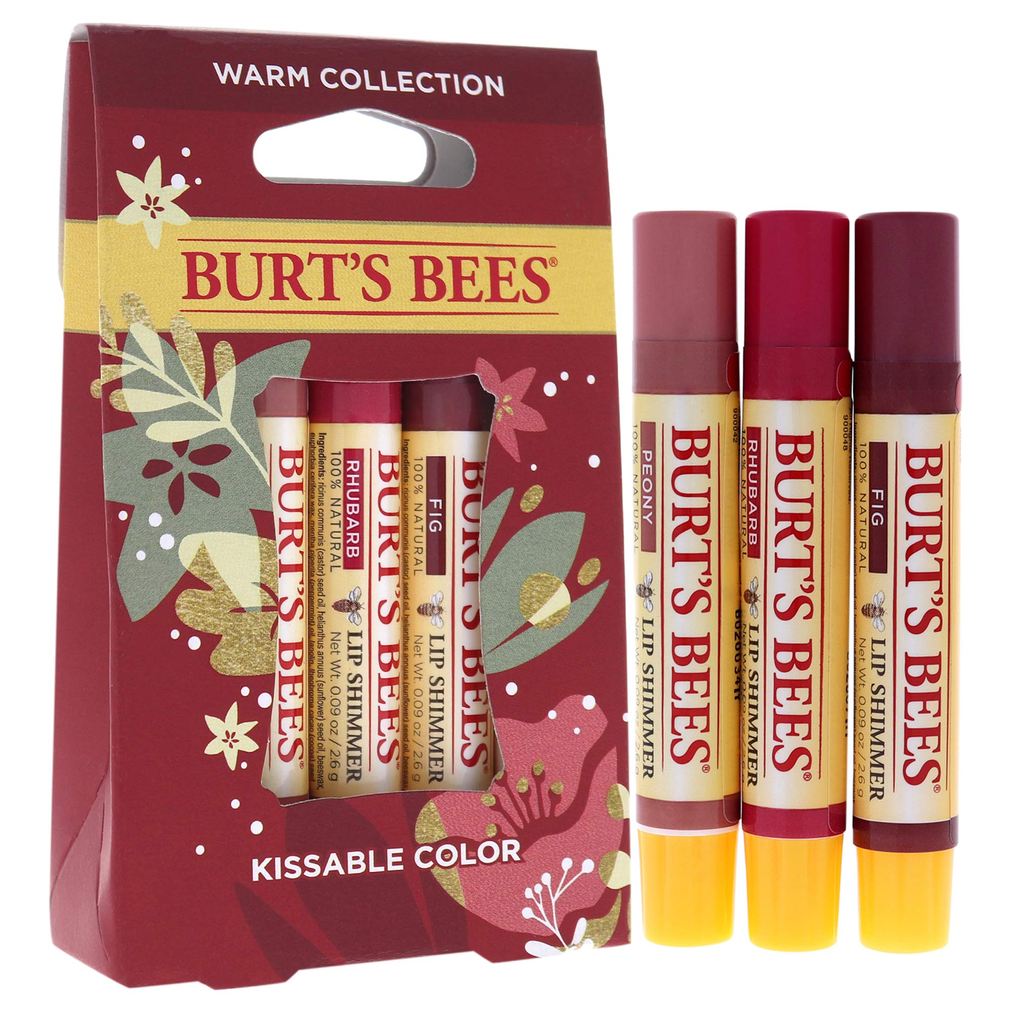 Burt's Bees Kissable Color Warm Lip Shimmer Fig offers gentle tint and hydration.