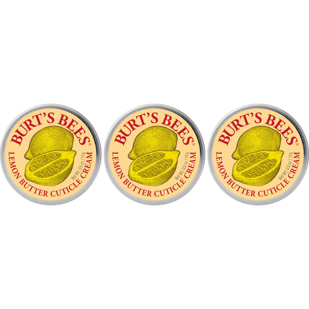 Burt's Bees Lemon Butter Cuticle Cream 3-pack tin nourishes dry cuticles and softens nails
