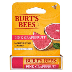 Burt's Bees lip balm pink grapefruit application close-up shows silky moisture and citrus scent