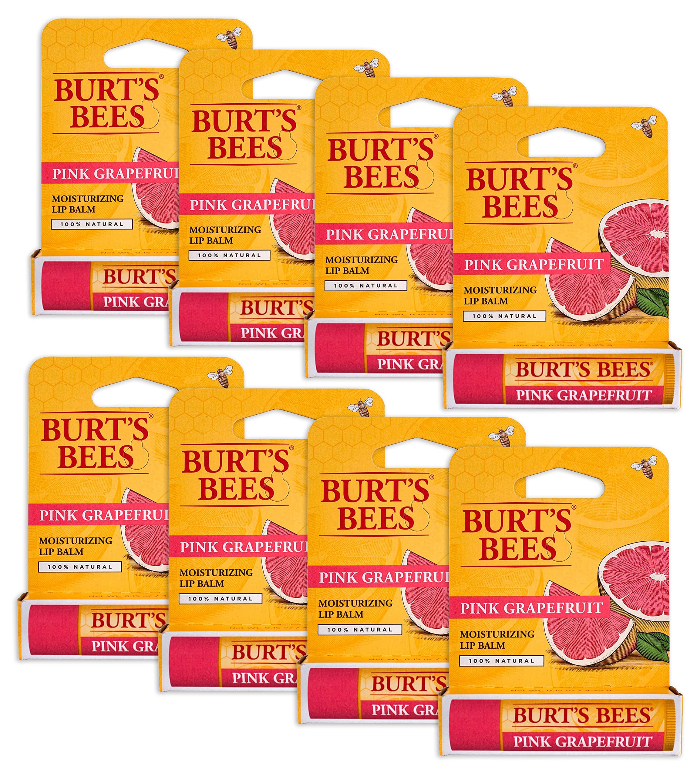 Burt's Bees lip balm pink grapefruit tube provides smooth hydration for dry lips