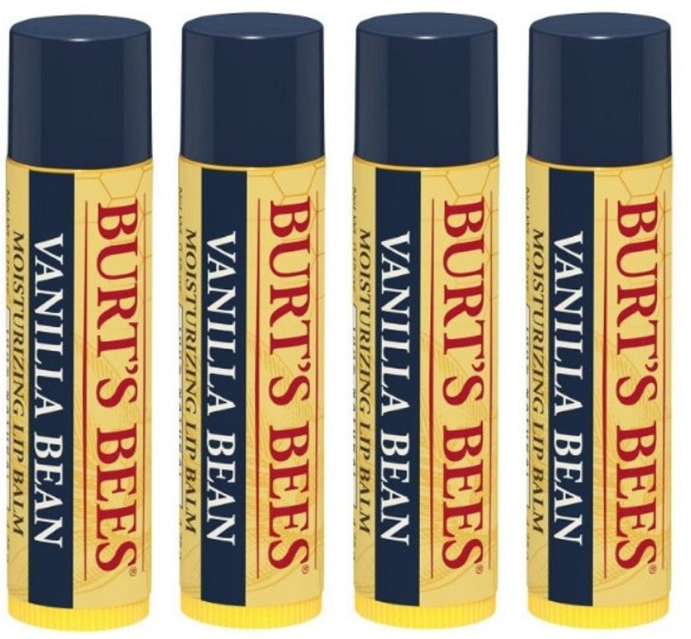 Burt's Bees lip balm vanilla bean swatch with creamy texture for smooth lips.