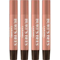 Burt's Bees Lip Shimmer Caramel tube closeup showing shimmering color and moisture.
