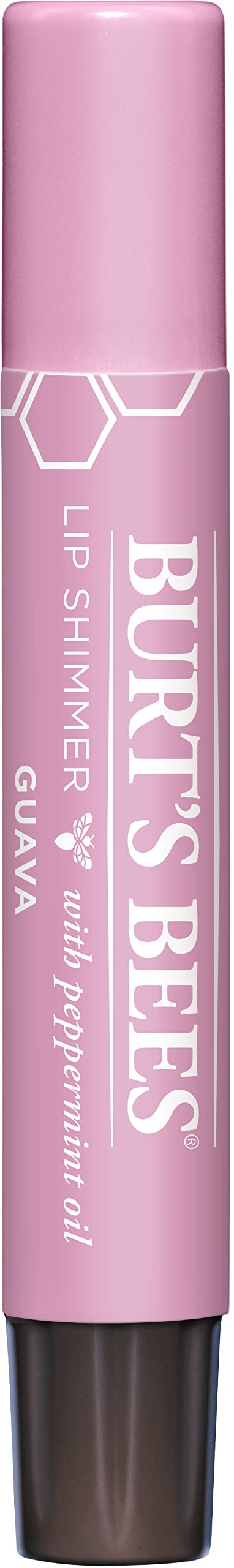 Burt's Bees Lip Shimmer Guava swirl on lips adds lilac tint and natural shine.
