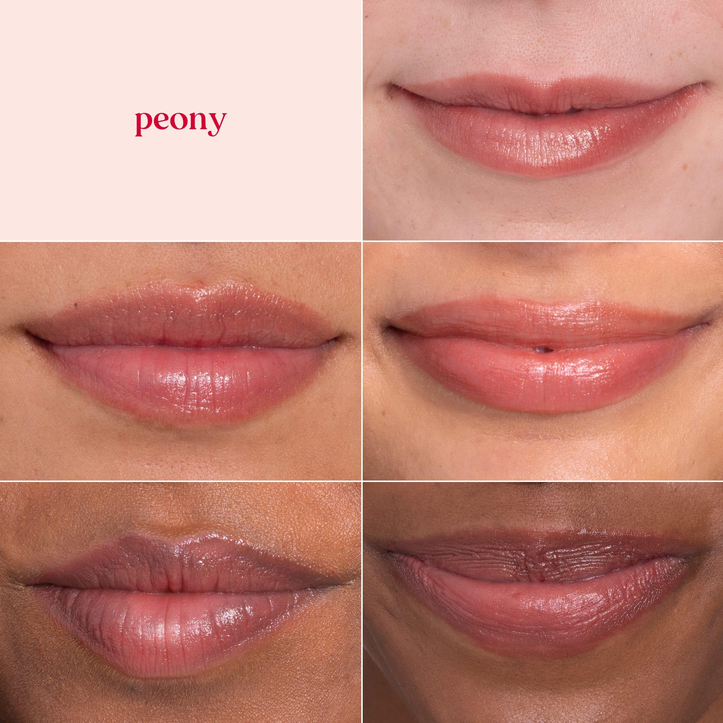 Burt's Bees Lip Shimmer Peony cream-texture closeup with shea and cocoa butters