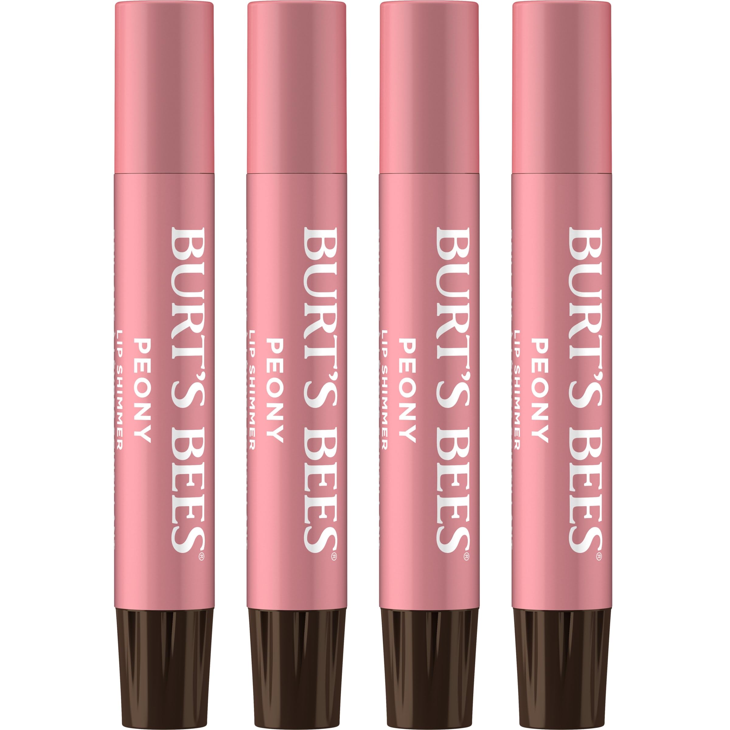 Burt's Bees Lip Shimmer Peony tube-front with subtle glow and hydration