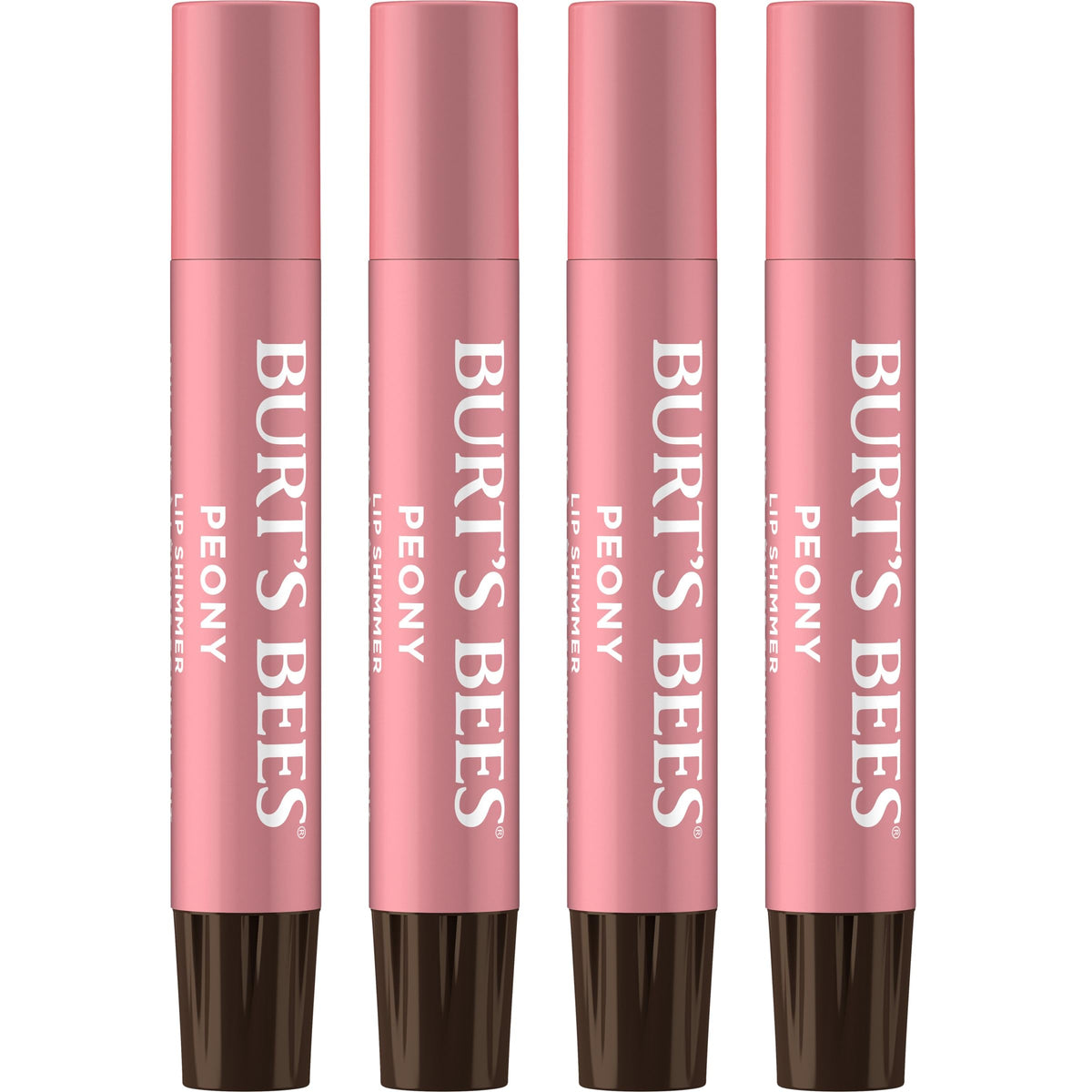 Burt's Bees Lip Shimmer Peony tube-front with subtle glow and hydration