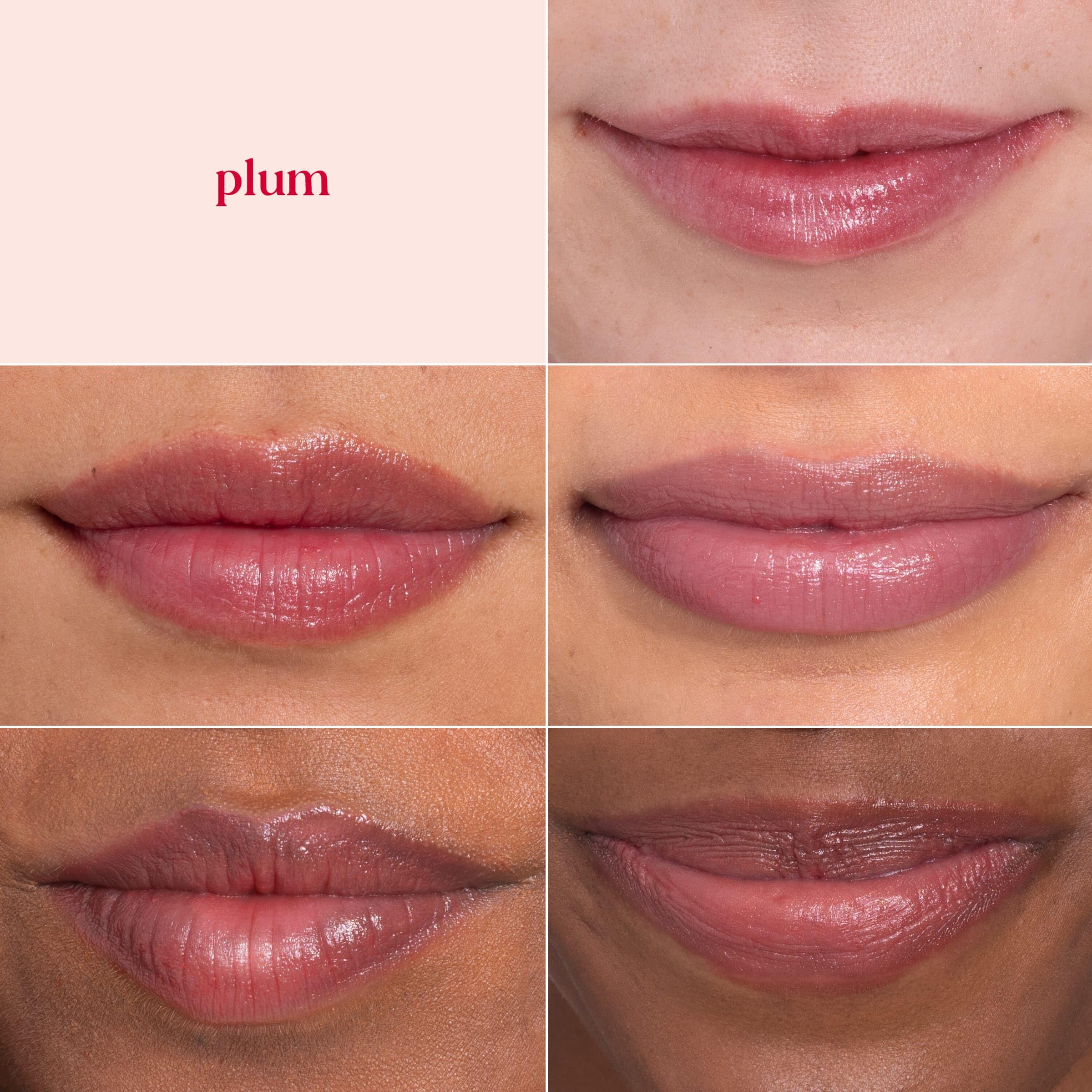 Burt's Bees Lip Shimmer Plum pack showcases a glossy, moisturizing color in a four-pack.