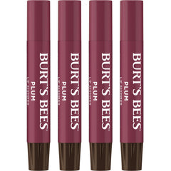 Burt's Bees Lip Shimmer Plum tube shows buildable plum glow for everyday lips.