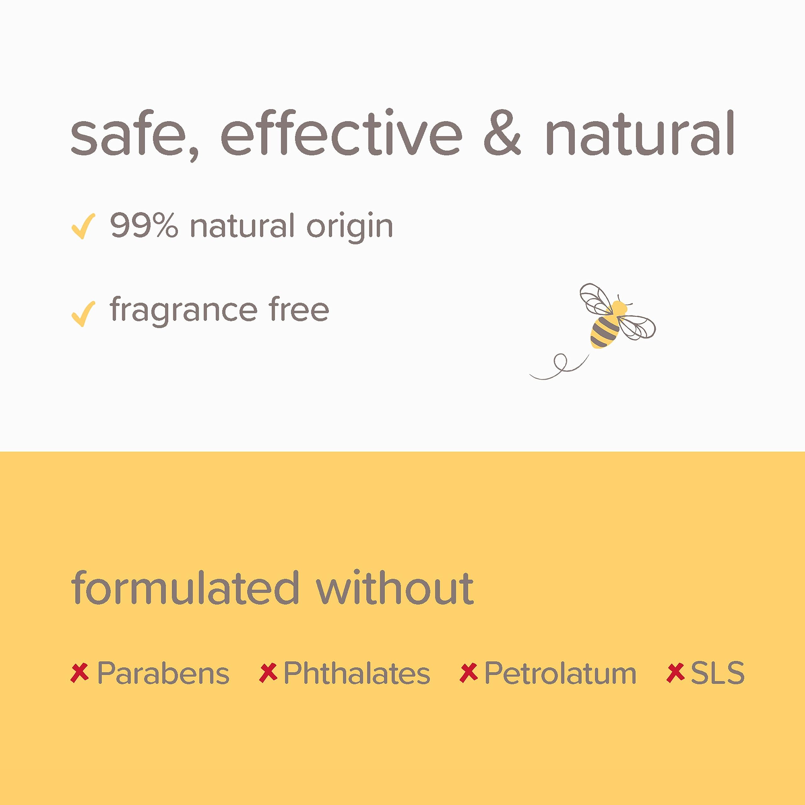 Burt's Bees Mama Bee Leg and Foot Cream label close-up, 99% natural origin.