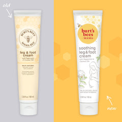 Burt's Bees Mama Bee Leg and Foot Cream peppermint oil swirl, provides cooling relief to feet.