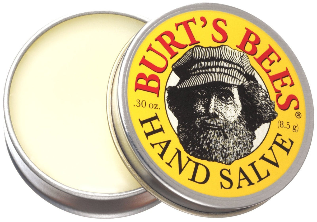 Burt's Bees mini hand salve 030oz tin for quick, soothing moisture on dry hands.