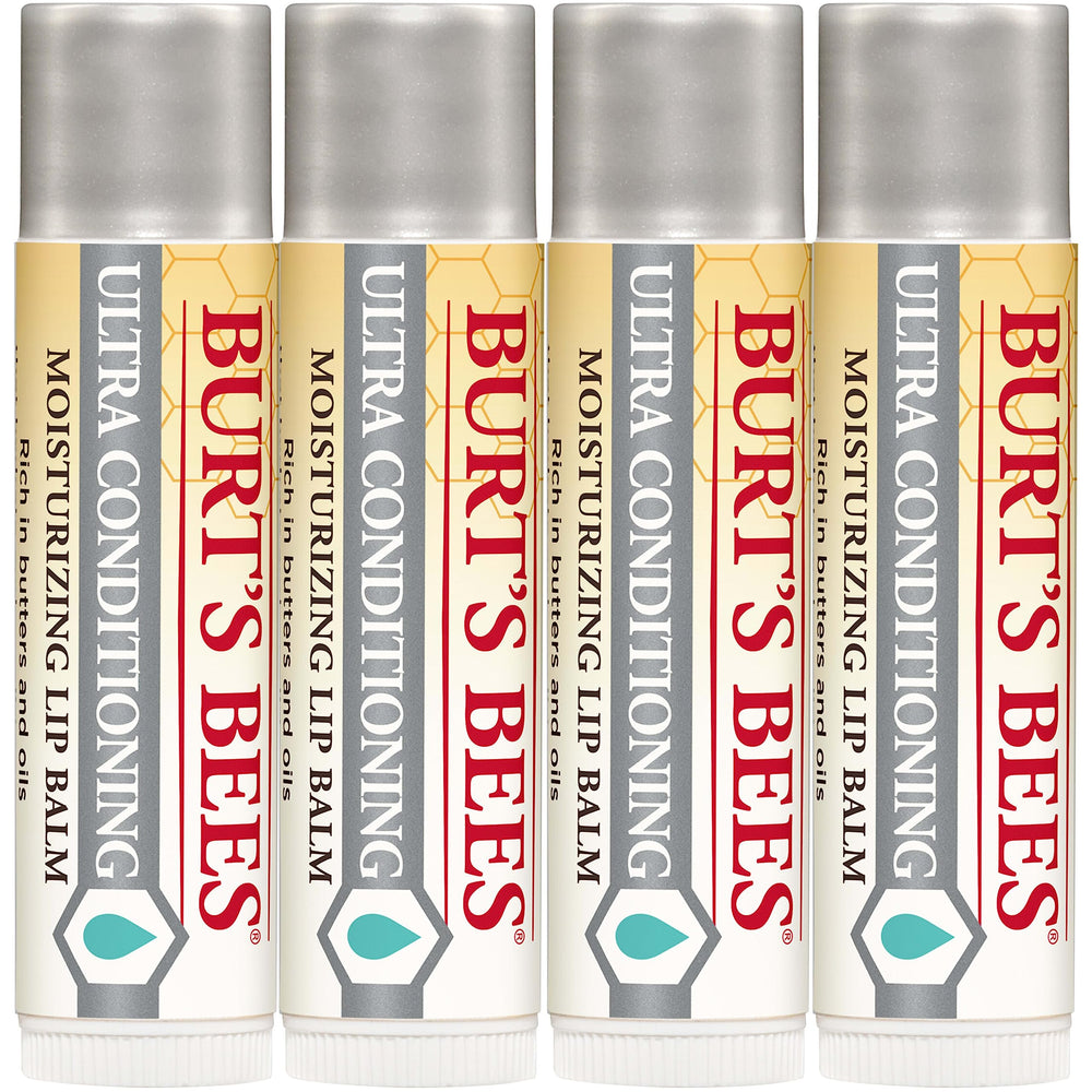 Burt's Bees packaging emphasizes natural-origin ingredients and no parabens or SLS.