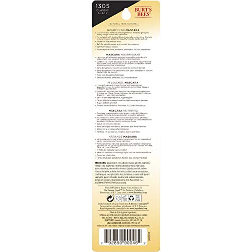Burt's Bees travel-friendly mascara packaging shown in a compact shot.