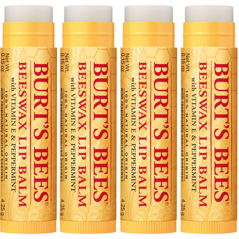 Burt's Bees four-balm pack depicting value and everyday backup supply