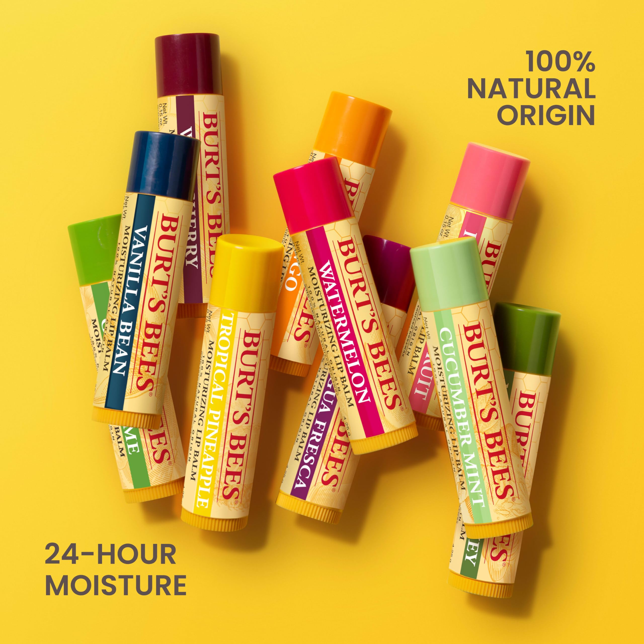 Burt's Bees tube beside keys showing pocket-sized portability and convenience