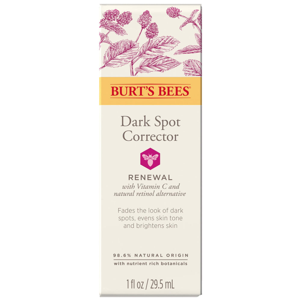 Burt's Bees Renewal dark spot corrector bottle front for targeted glow improvement