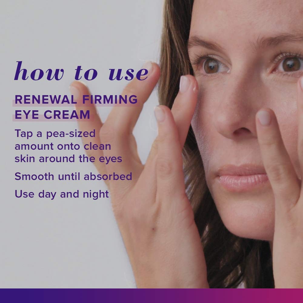 Dermatologist-tested Burt's Bees Renewal Eye Cream packaging label.