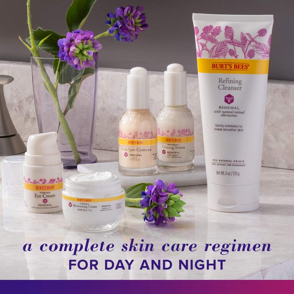 Burt's Bees Renewal Eye Cream applied as part of daily skincare routine.