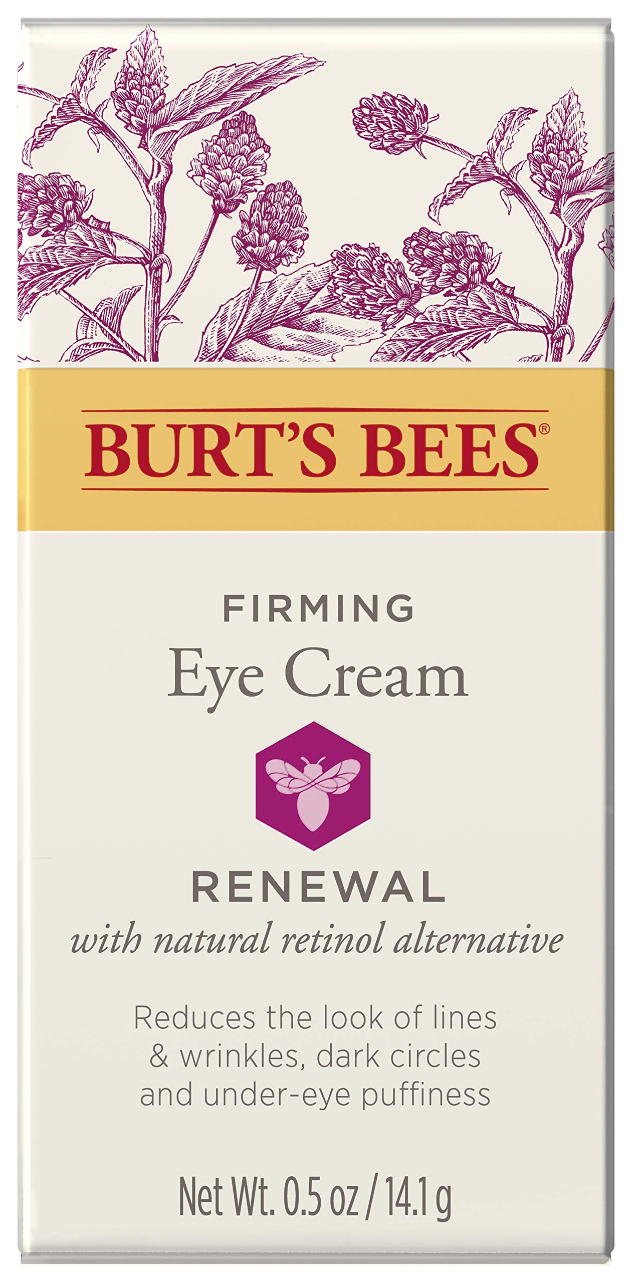 99% natural Burt's Bees Renewal Eye Cream shown in product shot.