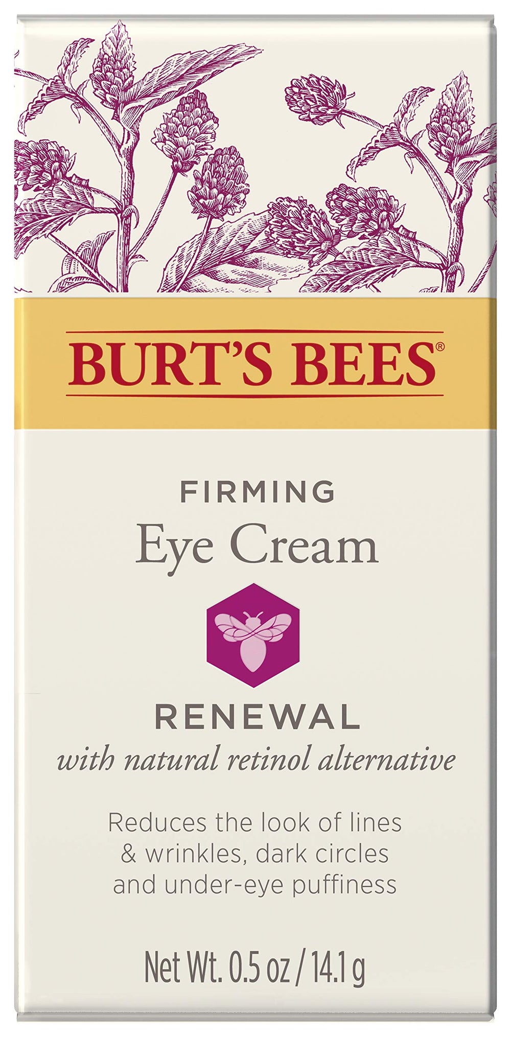 99% natural Burt's Bees Renewal Eye Cream shown in product shot.