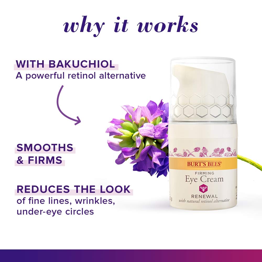 Under-eye area after use looks smoother with Burt's Bees Renewal Eye Cream.