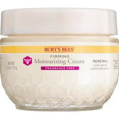 Burt's Bees Renewal fragrance-free firming cream tub for daily hydration.
