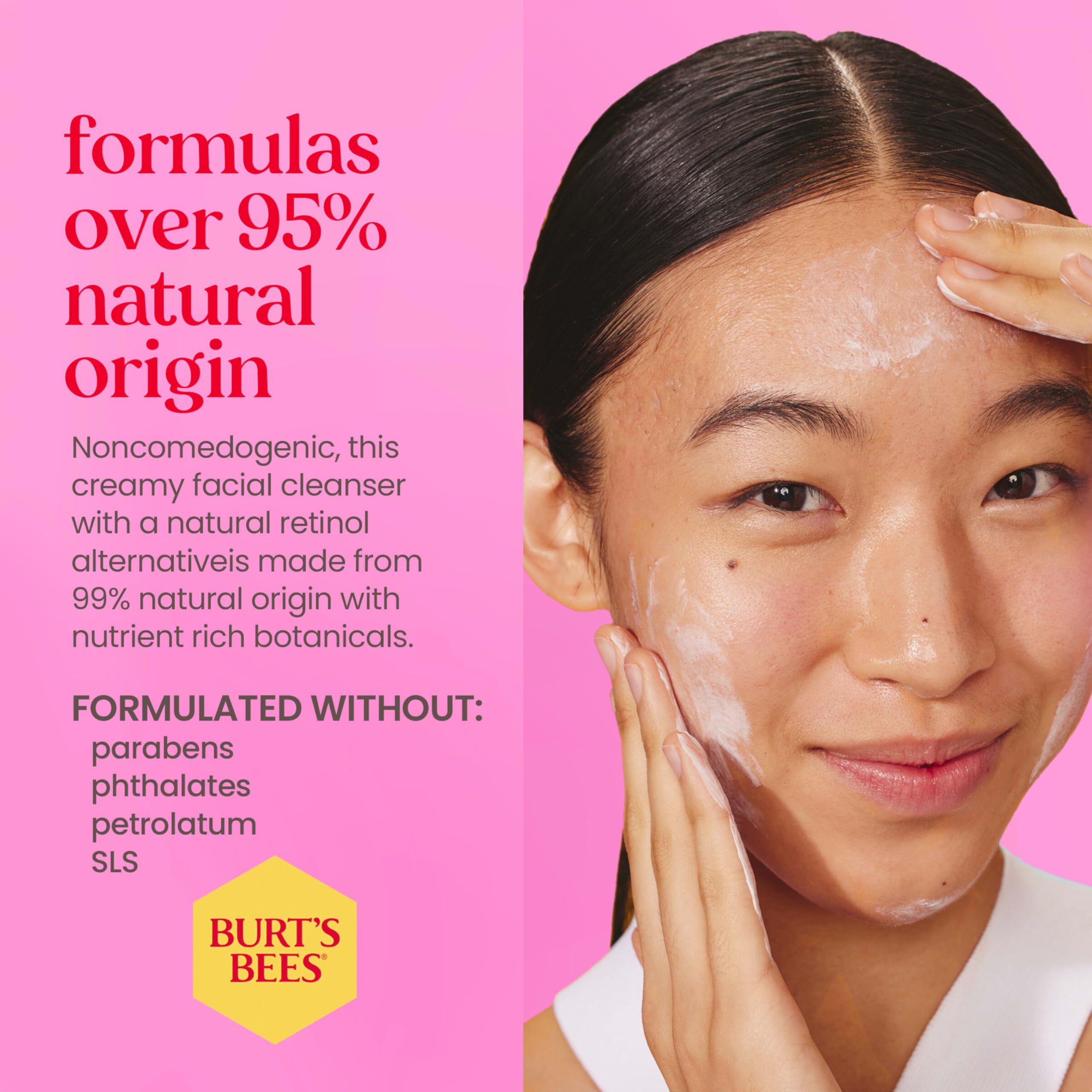 Burt's Bees Renewal Refining Cleanser 6 oz bottle in bathroom scene signals daily cleansing