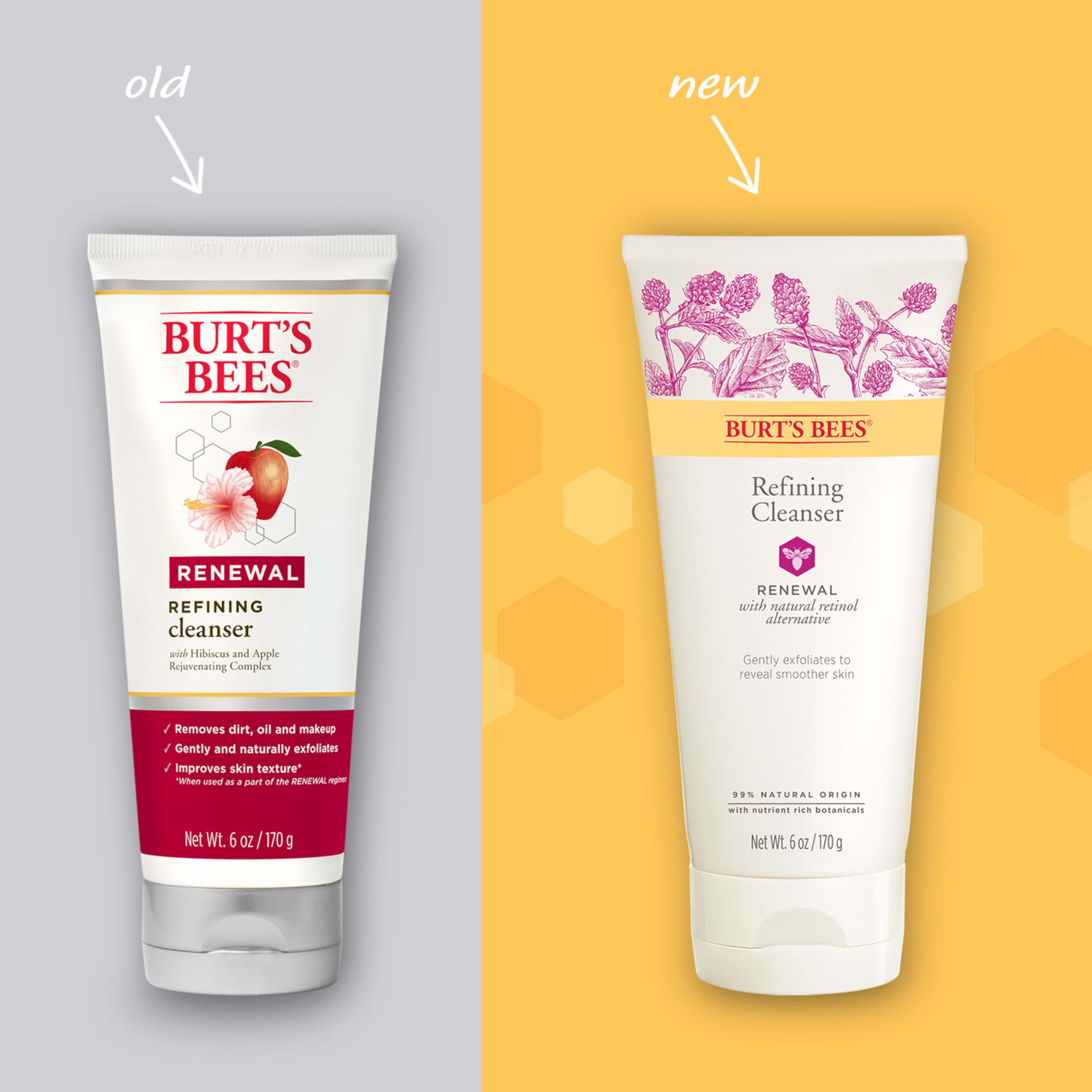 Burt's Bees Renewal Refining Cleanser bakuchiol ingredient closeup highlights natural retinol alternative benefits