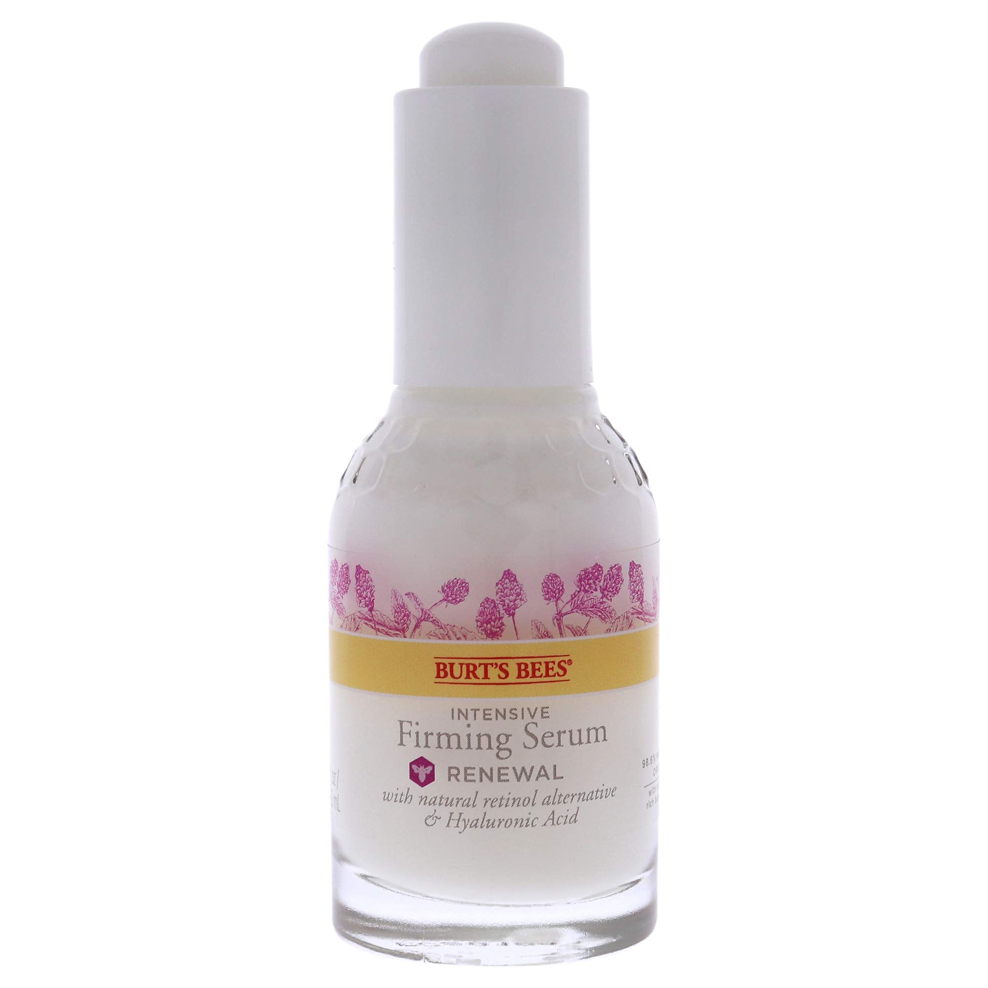 Application of Burt's Bees Renewal Serum, visibly smoothing fine lines on skin.