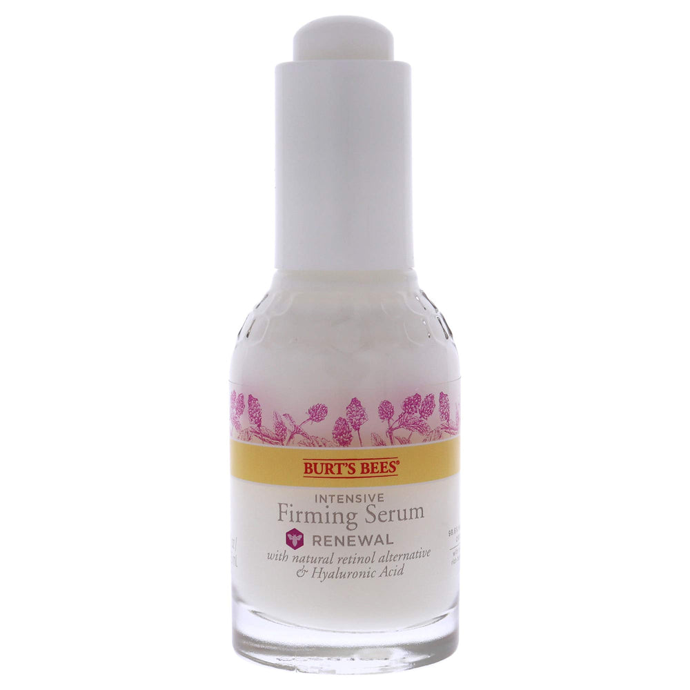 Application of Burt's Bees Renewal Serum, visibly smoothing fine lines on skin.