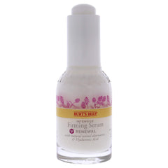 Application of Burt's Bees Renewal Serum, visibly smoothing fine lines on skin.