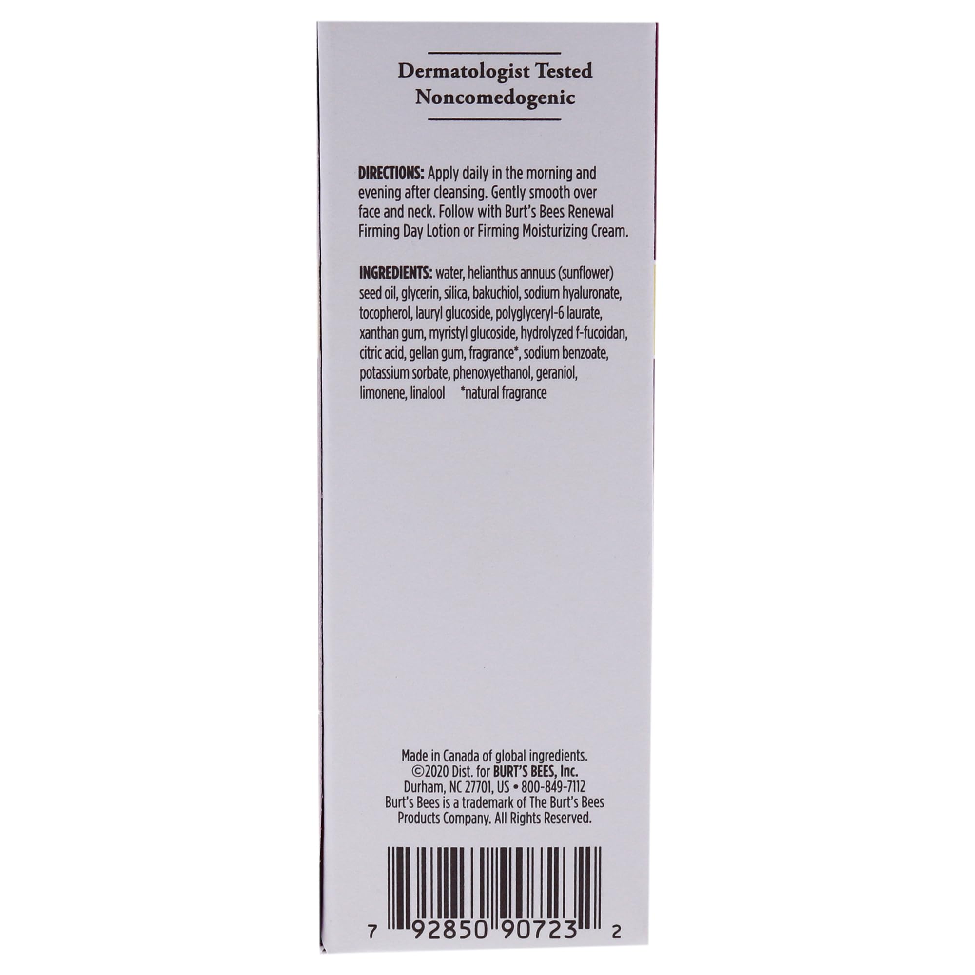 Hydration effects of Burt's Bees Renewal Serum on visibly plump skin.