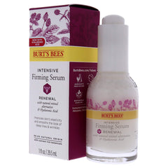Close-up of Burt's Bees Renewal Serum texture, indicating its hydrating properties.