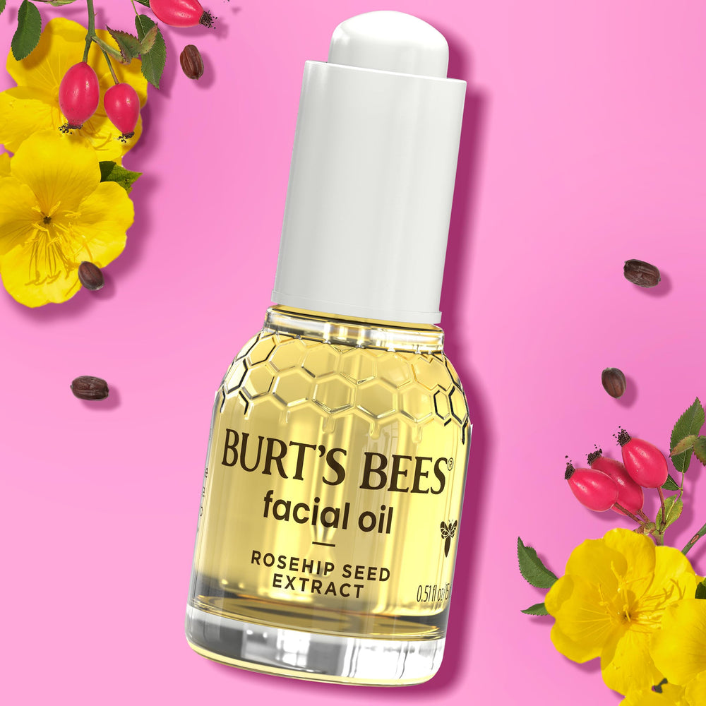 Burt's Bees Rosehip seed oil ingredients close-up highlighting fatty acids and vitamins