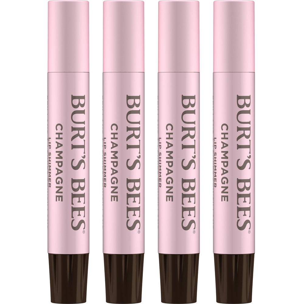 Burt's Bees Lip Shimmer Champagne tube swatch for subtle glow and hydration.