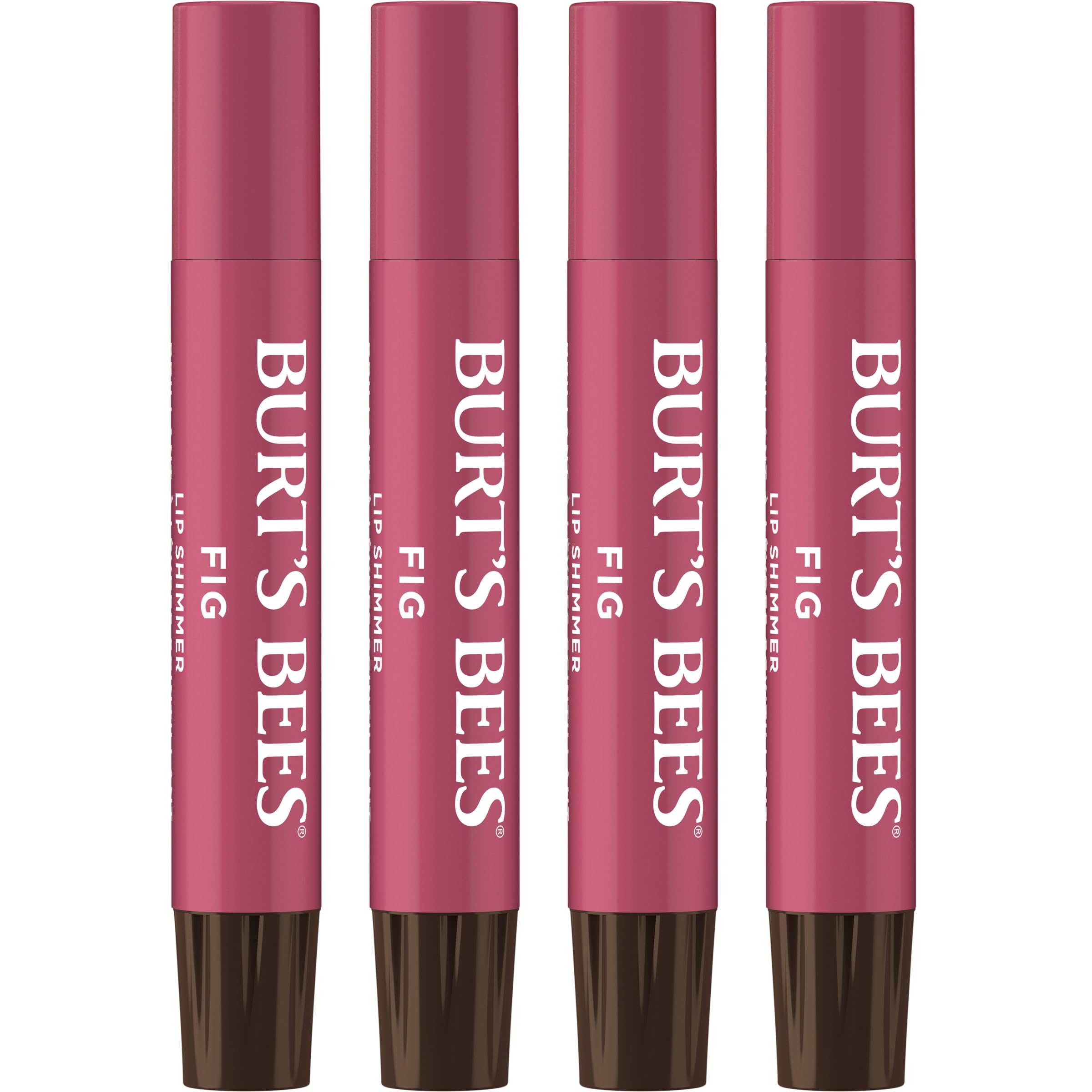 Burt's Bees Lip Shimmer Fig packshot shows natural glow for daily lips.