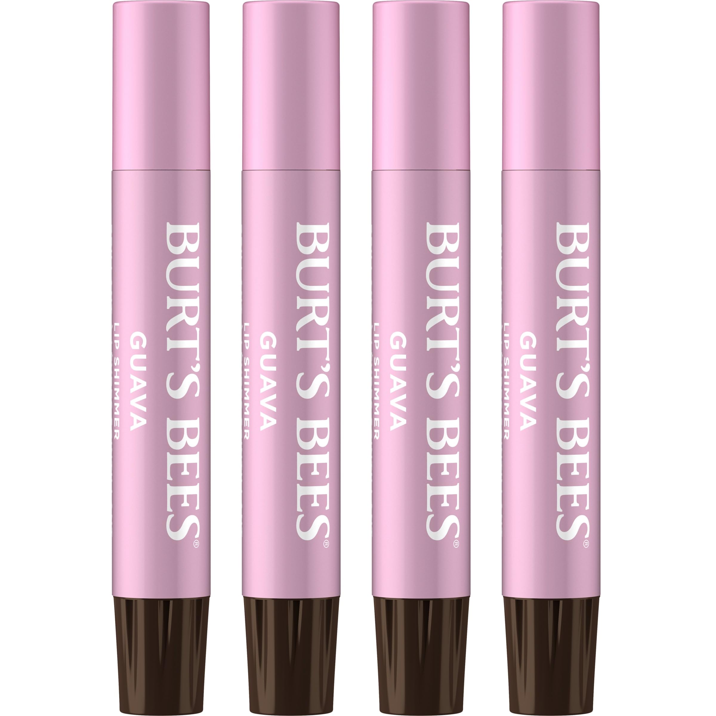 Burt's Bees Shimmer Lip Tint Guava packaging features an eco-friendly recyclable carton.