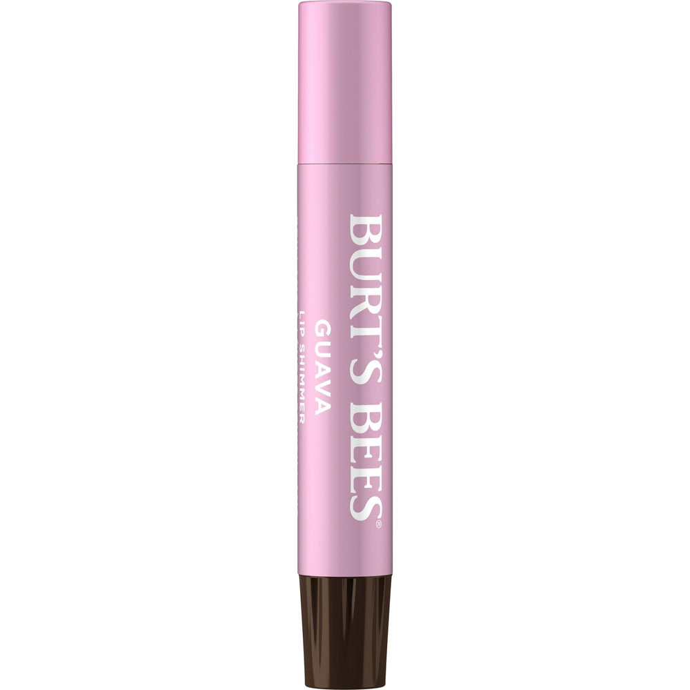 Burt's Bees Shimmer Lip Tint Guava tube close-up shows creamy, moisturizing texture.